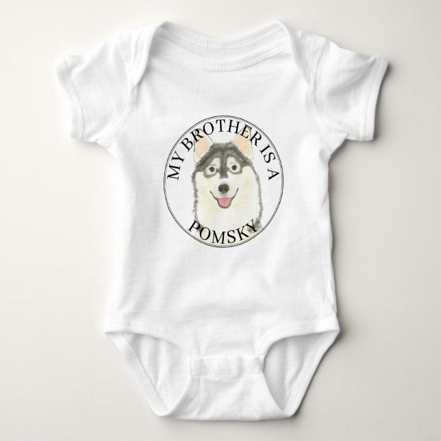 Pomsky Dog Baby Bodysuit (Front)