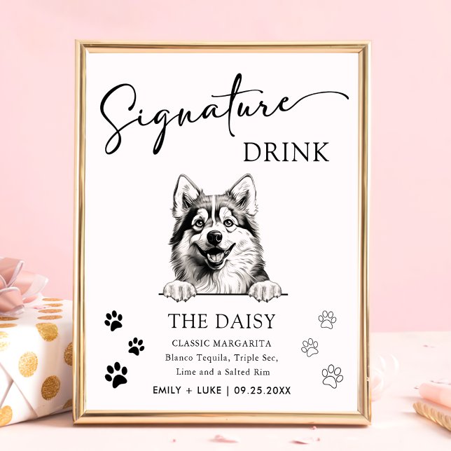 Pomsky Dog Wedding Signature Drink Sign (Creator Uploaded)