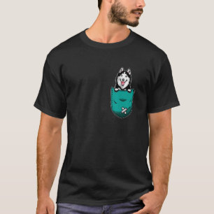 Pomsky Mom Dad Dog In Pocket Cute Pet T-Shirt