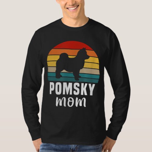 Pomsky Mom Funny Dog Owner Retro Dog Lover Pomsky T_Shirt