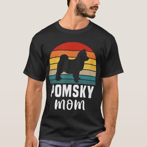 Pomsky Mom Funny Dog Owner Retro Dog Lover Pomsky T_Shirt
