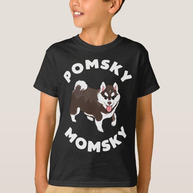 Pomsky Momsky for Dog Pet Mom T-Shirt (Front)