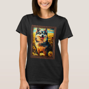 Pomsky Painting Sunflower Flower Mom Women Floral T-Shirt