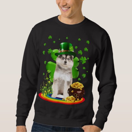 Pomsky St Patricks Day Lover Irish Shamrock Dog Lo Sweatshirt