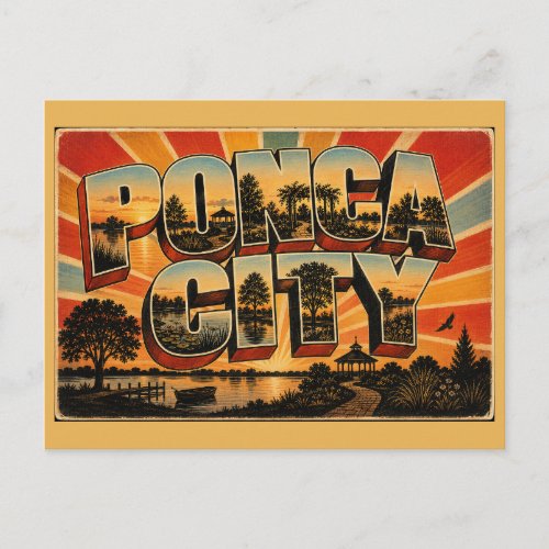 Ponca City Oklahoma Lake Botanical Garden Art Postcard