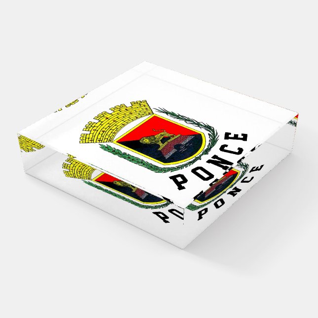 Ponce Coat of Arms - Puerto Rico Paperweight (Angled)