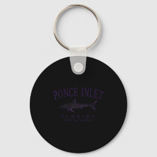 Ponce inlet florida shark vintage plum art fishing keychain