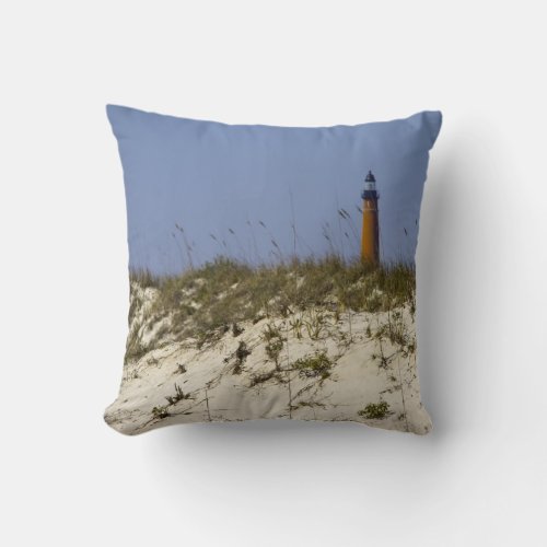 Ponce Inlet Lighthouse Beach Photograph Throw Pillow
