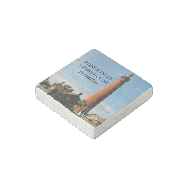Ponce Inlet Lighthouse, Florida Stone Magnet (Angled)