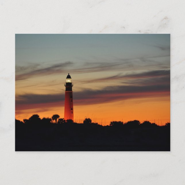 Ponce Inlet Lighthouse Sherbet Orange Sky Postcard (Front)