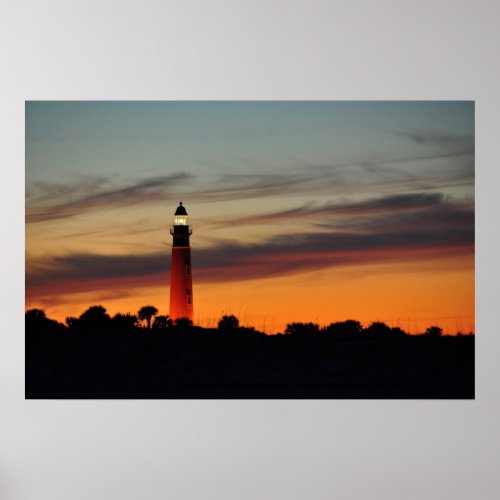 Ponce Inlet Lighthouse Sherbet Orange Sky Poster