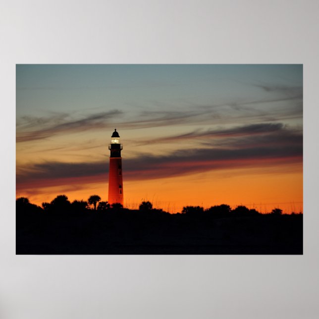 Ponce Inlet Lighthouse Sherbet Orange Sky Poster (Front)