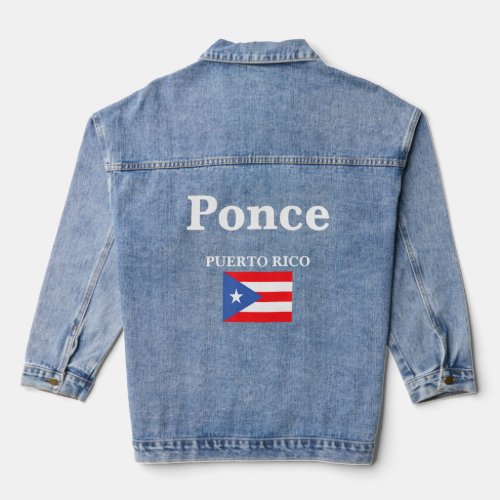 Ponce Puerto Rico With Puerto Rico Flag  Denim Jacket