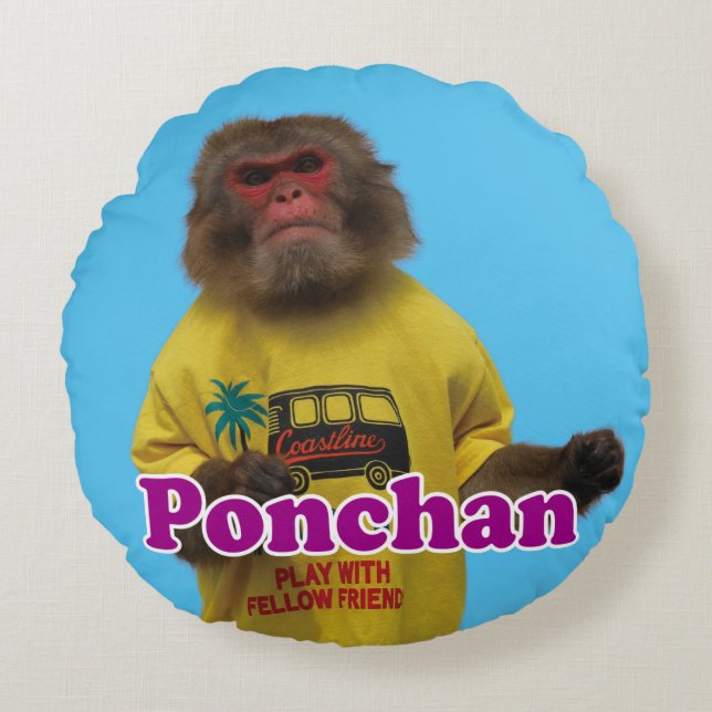 Ponchan cushion.　ぽんちゃんクッション round pillow (Front)
