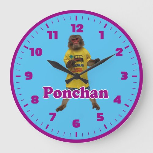 Ponchan wall clockぽんちゃんのアクリル壁時計 large clock