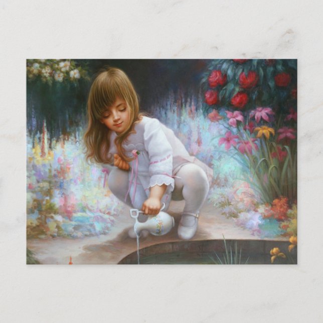 Pond and girls postcard (Front)