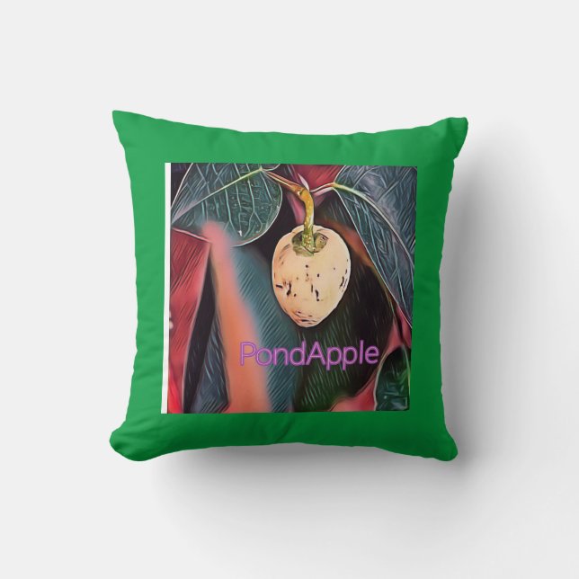 Pond Apple with green background Throw Pillow (Front)