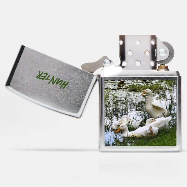 Pond Ducks Zippo Lighter w/ Initials or Name (Opened)