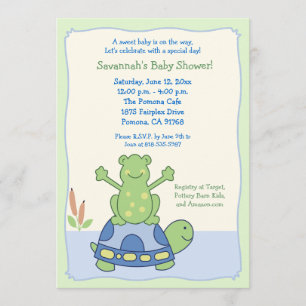 Pond Friends Frog Turtle Baby Shower Invitation