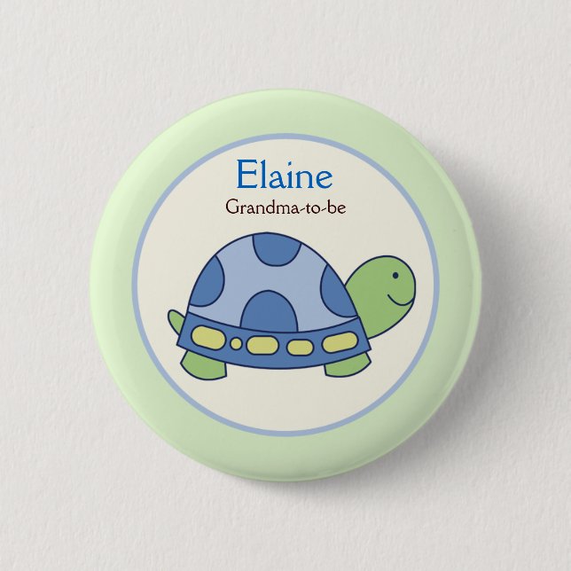 Pond Friends Frog Turtle NAME TAG Custom Button (Front)