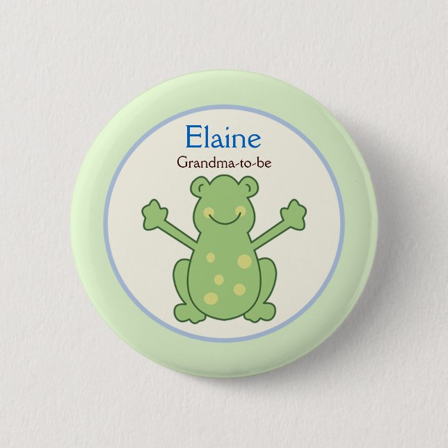 Pond Friends Frog Turtle NAME TAG Custom Button (Front)