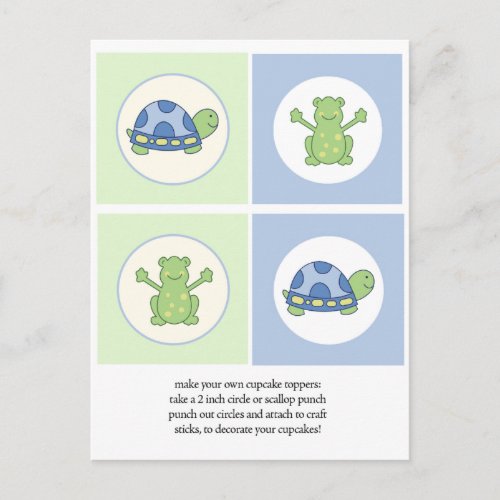 Pond Friends Turtle and Frog Cupcake Toppers Postcard
