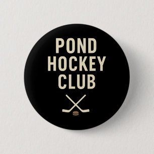 Pond Hockey Club Crossed Sticks Outdoor Winter Ice Button