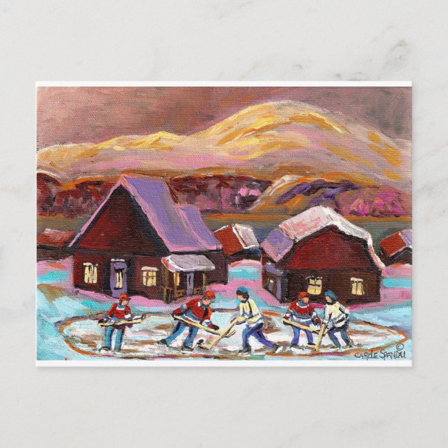 POND HOCKEY COZY WINTER SCENE 6X8 COPY.jpg Postcard (Front)