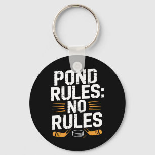 Pond Hockey Player Pond Rules Shinny Keychain