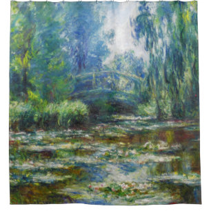 Pond & Japanese Bridge Monet Fine Art Shower Curtain