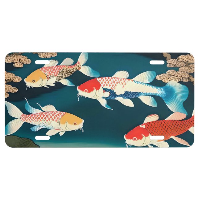 pond koi asian style license plate (Front)