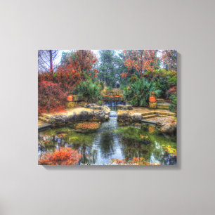 Pond Landscape In Dallas, Texas Garden Poster Canvas Print