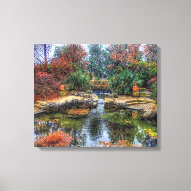 Pond Landscape In Dallas, Texas Garden Poster Canvas Print (Front)