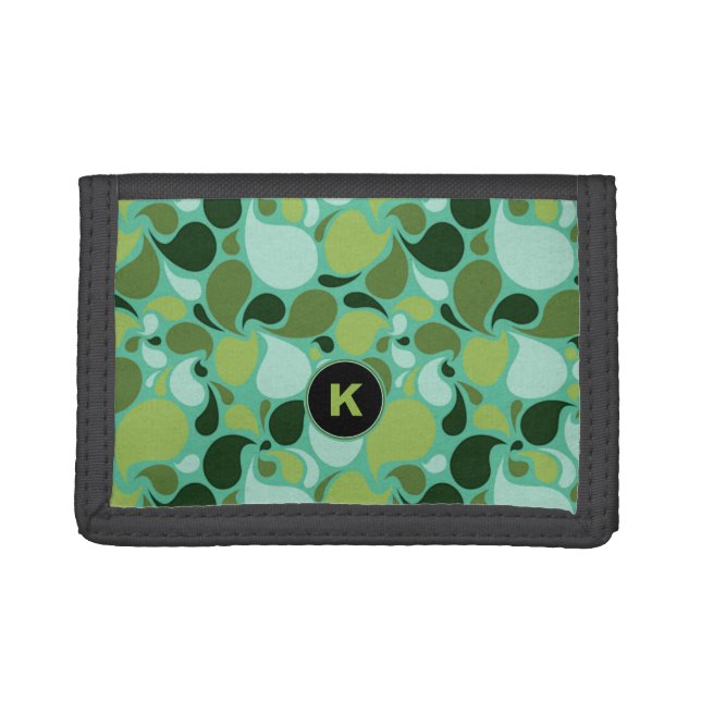 Pond Life Paisley Monogram Trifold Wallet (Front)