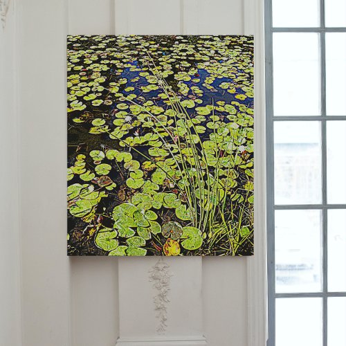 Pond Lily Pads and Reeds Floral Canvas Print