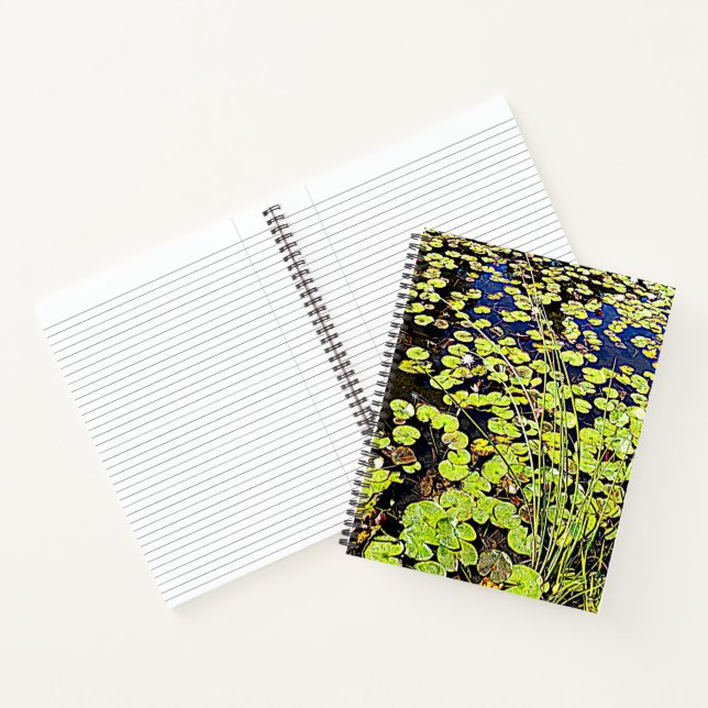 Pond Lily Pads and Reeds Floral Notebook (Inside)