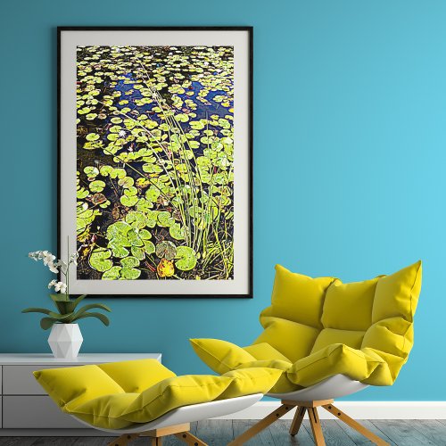 Pond Lily Pads and Reeds Floral Poster