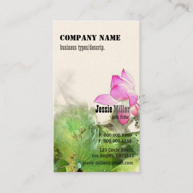 POND LOTUS l Chinese Brush Painting Art Business Card (Front)