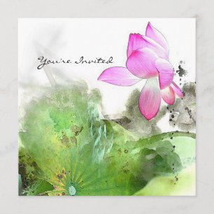 POND LOTUS l Chinese Brush Painting Art Invitation
