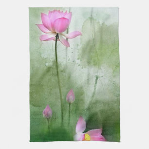 POND LOTUS l Chinese Brush Painting Art Towel