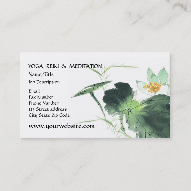 POND LOTUS PEACE / Chinese Brush Painting Art Business Card (Front)