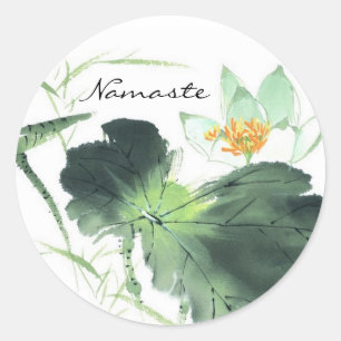 POND LOTUS PEACE l Chinese Brush Painting Art Classic Round Sticker