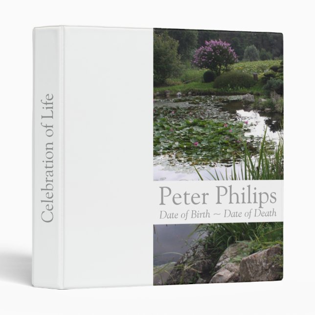 Pond Memorial Remembrance Books Personalized Binder (Front/Spine)