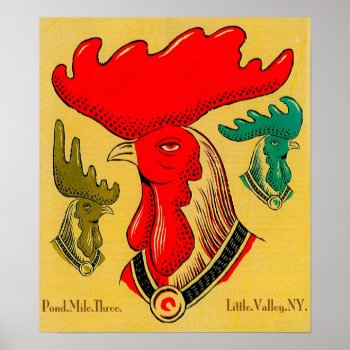 Pond Mile Rooster Poster by GreenBusAdventures at Zazzle