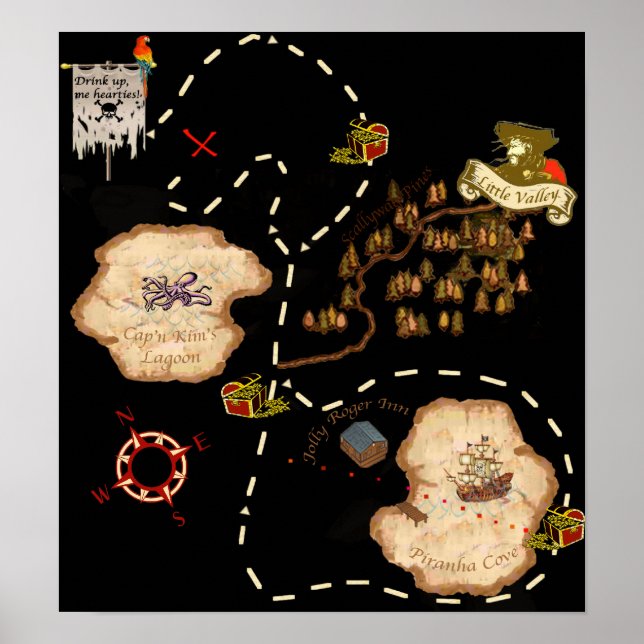 Pond Mile Treasure Map Poster (Front)
