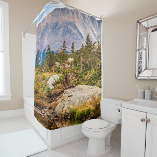 Pond on the Mountain  Rocks and Trees Shower Curtain