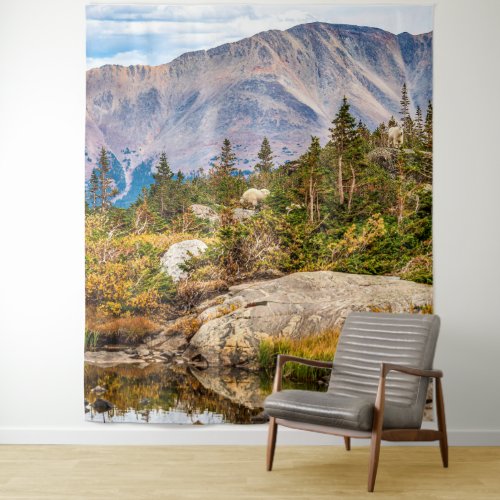 Pond on the Mountain  Rocks and Trees Tapestry
