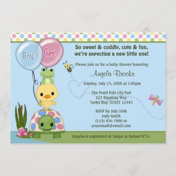 Pond Pals Duck Baby Shower Invitation Frog #2 by MonkeyHutDesigns at Zazzle