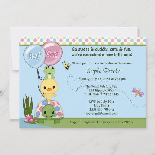 Pond Pals Duck Baby Shower Invitation Frog #2