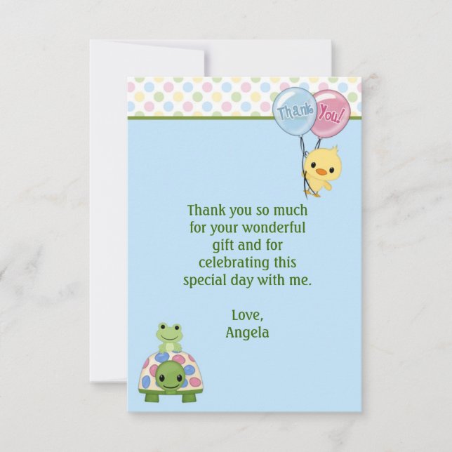 Pond Pals Duck Thank You Note 3.5"x5" (FLAT) Card (Front)